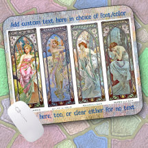 MOUSE PAD - Alphonse Mucha's "Times of the Day"
