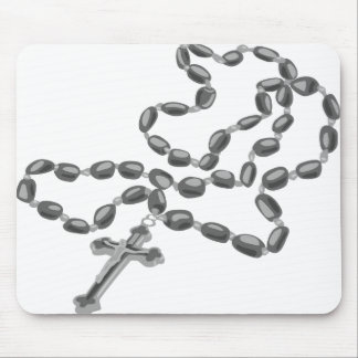 Mouse Pad Católico Branco com Terço Preto