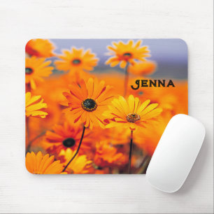 Mouse Pad com Douradas margaridas coloridas