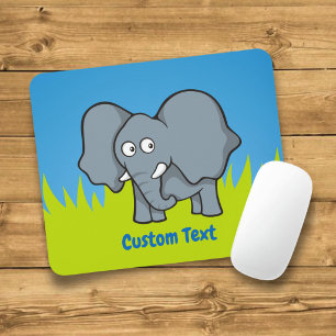Mouse pad de desenho animado de elefante cinza