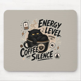 Mouse Pad de Gato Preto Energizado por Café