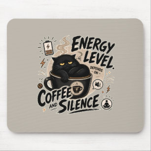 Mouse Pad de Gato Preto Energizado por Café