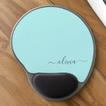 Mouse Pad De Gel Aqua Blue Teal Girly Script Monograma Nome Moderno<br><div class="desc">Monograma Azul Aqua Adicionar Seu Próprio Nome Mousepad (Pad Do Mouse). Isto faz o doce e perfeito aniversário de 16 anos,  casamento,  chá de panela,  aniversário,  chá de fraldas ou festa de solteira presente para alguém que ama luxo de luxo e estilos quíticos.</div>