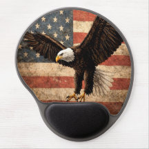 Bald Eagle Bandeira Americana Grunge Gel Mousepad