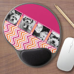Mouse Pad De Gel Colagem de Fotografias do Instagram - Laranja Rosa<br><div class="desc">Uma forma excelente de mostrar as suas fotografias quadradas a partir da sua conta online. Um design de faixa zag divertido destaca os fotos.</div>