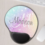 Mouse Pad De Gel Elegante Iridescente Colorido Personalizado<br><div class="desc">Personalize facilmente este elegante padrão colorido de brilho com seu nome personalizado e/ou monograma.</div>