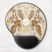 Elegante Mousepad com Monograma Dourado Aura