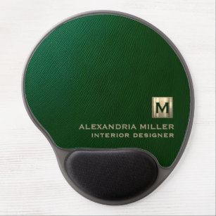 Mouse Pad De Gel Emerald Green Leather Monogramed