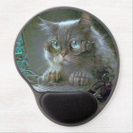 Mouse Pad De Gel Gato com óculos.