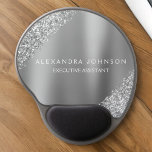 Mouse Pad De Gel Glitter do Silver Business Professional Sparkle<br><div class="desc">Silver Glitter Faux Sparkle Glitter Metallic Foil Minimalist Business Mousepad (Mouse Pad) com tipografia escrita a preto para o monograma. O design Girly Business pode ser personalizado com seu nome. Entre em contato com o designer para obter itens correspondentes personalizados.</div>