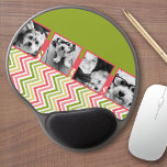 Mouse Pad De Gel Limão de Colagem de Fotografias Personalizado 4 e<br><div class="desc">Uma forma excelente de mostrar as suas fotografias quadradas a partir da sua conta online. Um design de faixa zag divertido destaca os fotos.</div>