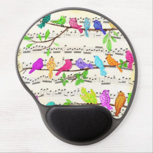 Mouse Pad De Gel Linda Sinfonia de Aves Musicais Coloridas - Canção