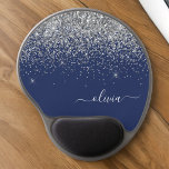 Mouse Pad De Gel Marinho de prata Blue Glitter Girly Monographic No<br><div class="desc">Nome do Monograma da Glitter Glitter Azul de Prata e Marinho e Mousepad Inicial (Pad do Mouse). Isto faz o doce e perfeito aniversário de 16 anos,  casamento,  chá de panela,  aniversário,  chá de fraldas ou festa de solteira presente para alguém que ama luxo de luxo e estilos quíticos.</div>
