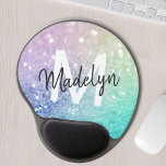 Mouse Pad De Gel Monograma Bonito Colorido de Literatura<br><div class="desc">Personalize facilmente este elegante padrão colorido de brilho com seu nome personalizado e/ou monograma.</div>