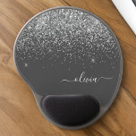 Mouse Pad De Gel Nome do Monograma da Girly Glitter Sparkle Cinza S<br><div class="desc">Cinzas de Prata e Carvão (Cinzas) Nome do Monograma da Brilhante e do Mousepad Inicial (Placa do Rato). Isto faz o doce e perfeito aniversário de 16 anos, casamento, chá de panela, aniversário, chá de fraldas ou festa de solteira presente para alguém que ama luxo de luxo e estilos quíticos....</div>