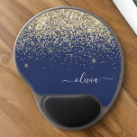 Mouse Pad De Gel Nome do Monograma do Sparkle Glitter Glitter Azul<br><div class="desc">Nome do Monograma da Brilhante Azul,  Dourada e Marinho,  e Mousepad Inicial (Pad do Mouse). Isto faz o doce e perfeito aniversário de 16 anos,  casamento,  chá de panela,  aniversário,  chá de fraldas ou festa de solteira presente para alguém que ama luxo de luxo e estilos quíticos.</div>