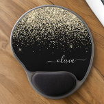 Mouse Pad De Gel Nome do Monograma do Sparkle Glitter Negro Dourado<br><div class="desc">Nome do Monograma da Brilhante Dourada e Preta e do Mousepad Inicial (Mouse Pad). Isto faz o doce e perfeito aniversário de 16 anos,  casamento,  chá de panela,  aniversário,  chá de fraldas ou festa de solteira presente para alguém que ama luxo de luxo e estilos quíticos.</div>