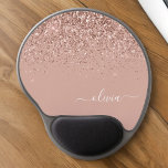 Mouse Pad De Gel Nome do Monograma Dourado da Brilhante Rosa Rosa R<br><div class="desc">Rosa Dourado - Nome do Monograma da Brilhante Rosa Esmagadora e da Lista de Mouse Inicial (Pad do Mouse). Isto faz o doce e perfeito aniversário de 16 anos, casamento, chá de panela, aniversário, chá de fraldas ou festa de solteira presente para alguém que ama luxo de luxo e estilos...</div>
