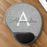 Mouse Pad De Gel Nome do Mousepad do Silver Sparkle Glitter Monogra<br><div class="desc">Silver Sparkle Glitter Monograma Nome Monograma Mousepad. Este Mousepad pode ser personalizado para incluir seu primeiro nome. Entre em contato com o designer para obter itens correspondentes personalizados.</div>