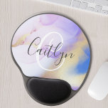 Mouse Pad De Gel Nome Personalizado Monograma Cor de Água Púrpura L<br><div class="desc">Personalize facilmente este estilo glamouroso,  abstrato lilac,  tinta aquática e fundo de pulverização em ouro falso,  com os seus detalhes personalizados.</div>