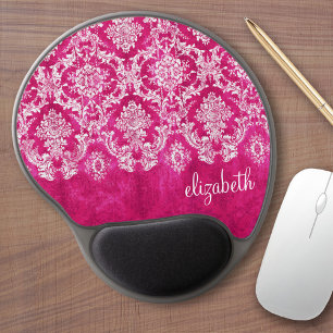 Mouse Pad De Gel Texto Personalizado de Cor damasco Rosa Quente