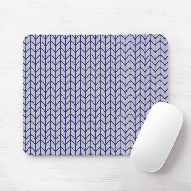 Mouse Pad de Tricô Cinza Azul (Com mouse)
