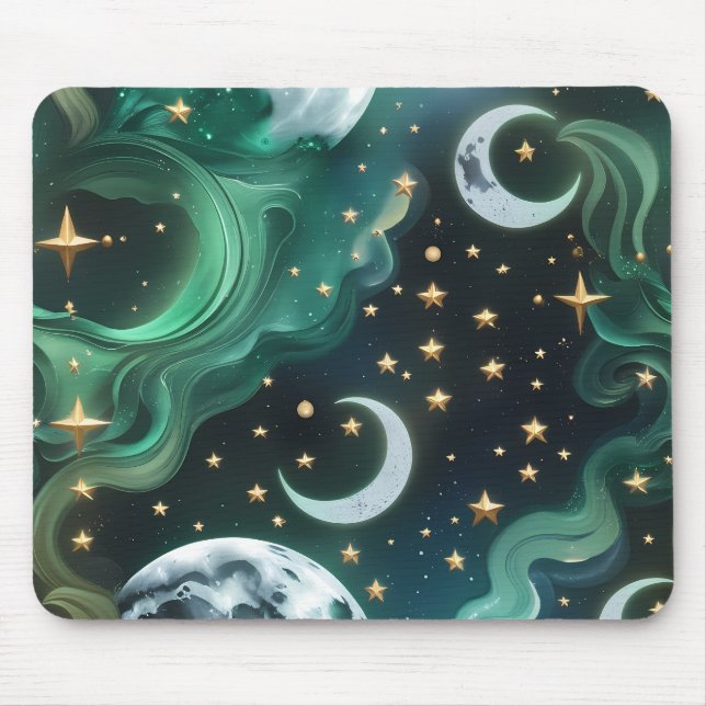 Mouse Pad - Emerald Green Celestial Moon (Frente)