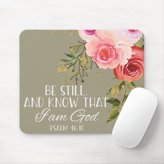 Mouse pad floral com versículo bíblico (Com mouse)