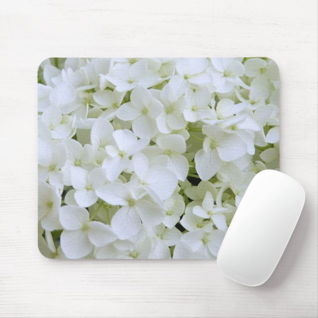 Mouse Pad - Hydrangeas Brancas (Com mouse)