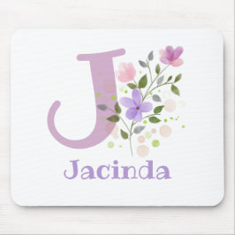 Mouse Pad Inicial Mais Nome e Design de Flores