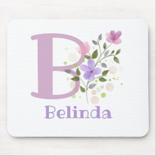 Mouse Pad Inicial Mais Nome e Design de Flores