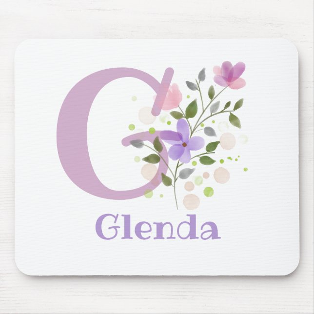 Mouse Pad Inicial Mais Nome e Design de Flores (Frente)