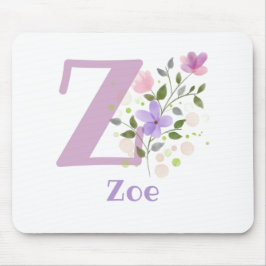 Mouse Pad Inicial Mais Nome e Design de Flores