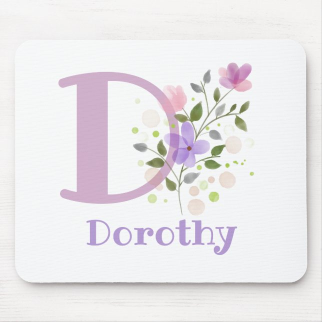 Mouse Pad Inicial Plus Nome & Design de Flores (Frente)