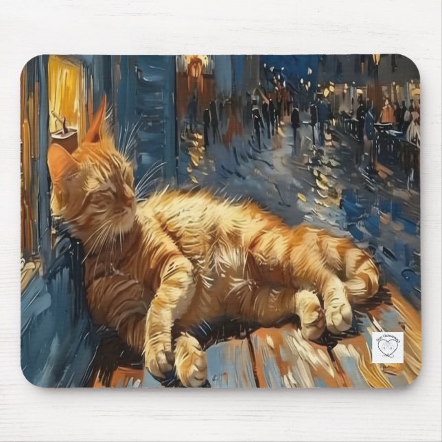 Mouse Pad Laranja Sono Gato Atigrado (Frente)