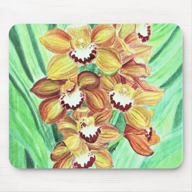 Mouse Pad - Orquídeas Laranja e Amarela (Frente)