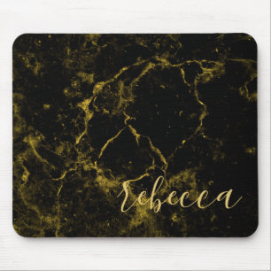 Mouse Pad Pads de Estilo Granito Preto e Dourado M