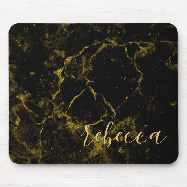 Mouse Pad Pads de Estilo Granito Preto e Dourado M (Frente)