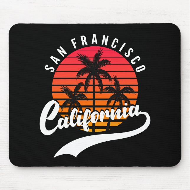Mouse Pad Pôr do Sol Retro de San Francisco (Frente)