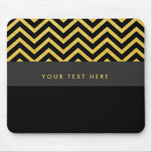 Mouse pad Preto e Dourado Moderno Chevron Tendênci