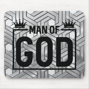 Mouse Pad Preto e Prata Homem de Deus Metálico