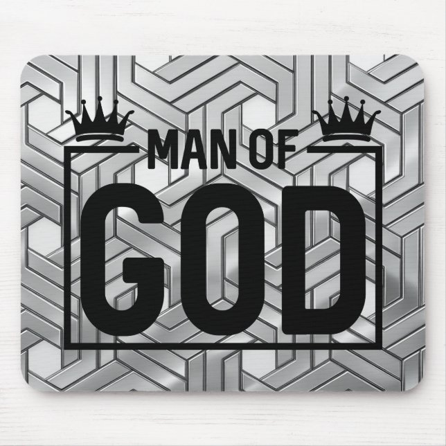 Mouse Pad Preto e Prata Homem de Deus Metálico (Frente)
