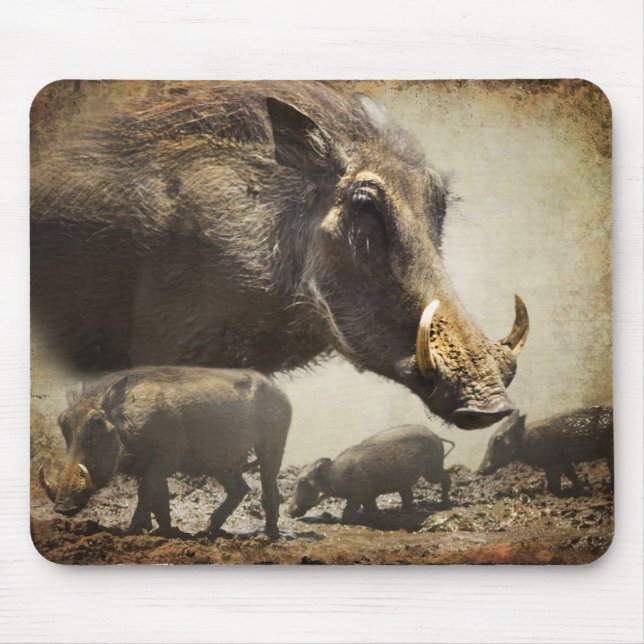 Mouse Pad Warthog com bebês da África (Frente)