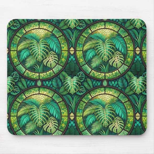 Mouse pad with a tropical leaf motif (Frente)