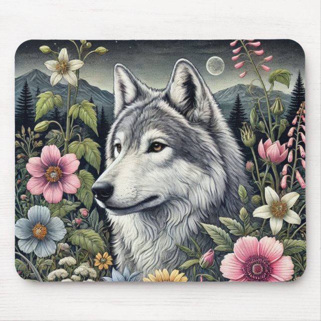 Mouse Pad Woodland Wolf | Mesa Inspirada Na Nature (Frente)