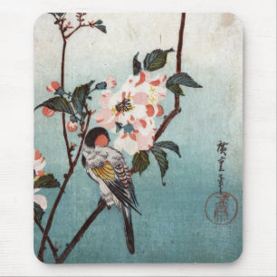 Mousepad 八重桜に鳥, flor de cerejeira do 広重 & pássaro,