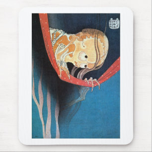 Mousepad 幽霊, fantasma do 北斎, Hokusai, Ukiyoe