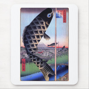 Mousepad 鯉幟と富士山, flâmula da carpa do 広重 e
