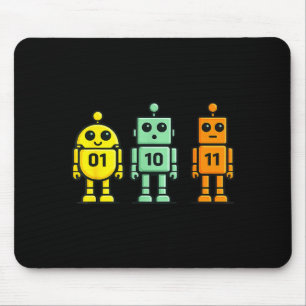 Mousepad 01 10 11 robô engraçado código binário robôs 01 10
