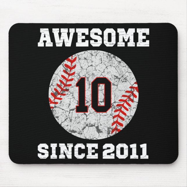 Mousepad 10º Aniversário do Lover Baseball Presente 10 Anos (Frente)